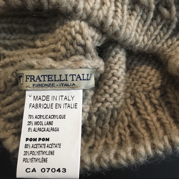 FRATELLI TALLI beige wool blend beanie with pom - Picture 6 of 6